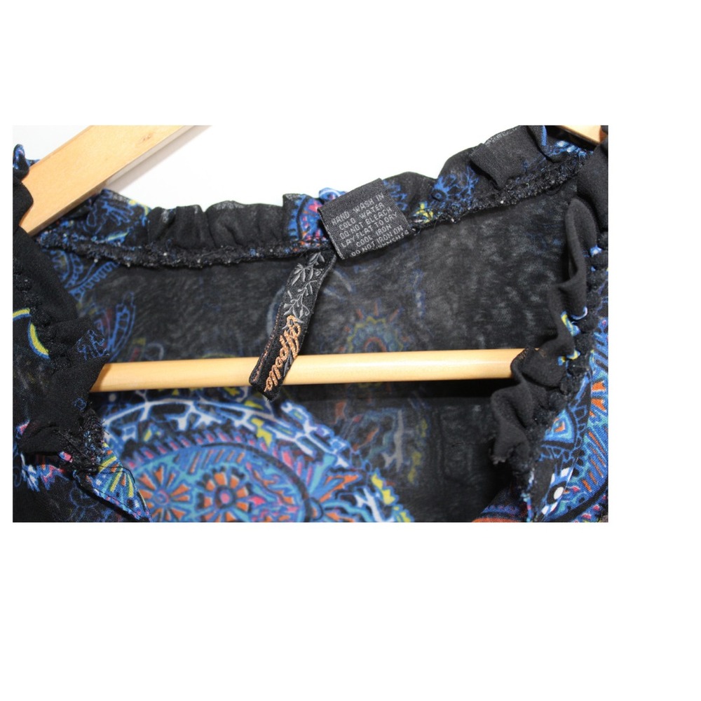 Apollo Bohemian Paisley Sheer Black/Purple Shirt Womens Size L - Picture 4 of 6